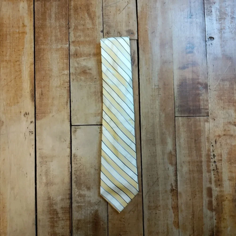 Michael Kors silk tie yellow blue stripe office wedding spring easter formal pro